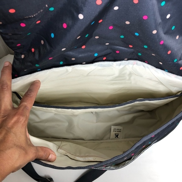 LeSportsac True Messenger Handbag Gray With Colorful Polka - Picture 11 of 16